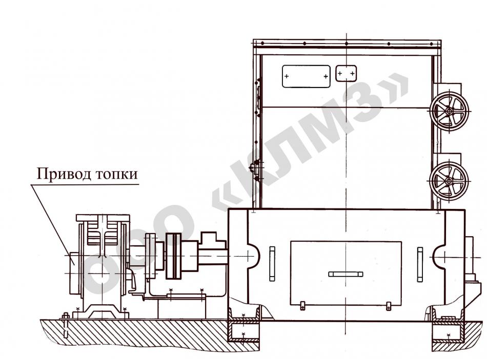 Чертеж топки механической  ТЛП(Щ), ТЛПМ(Щ) Привод