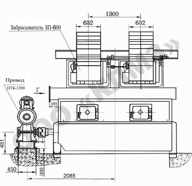 Чертеж топки механические ТЛЗ-2-2,7/4,0 Полотно колосниковое