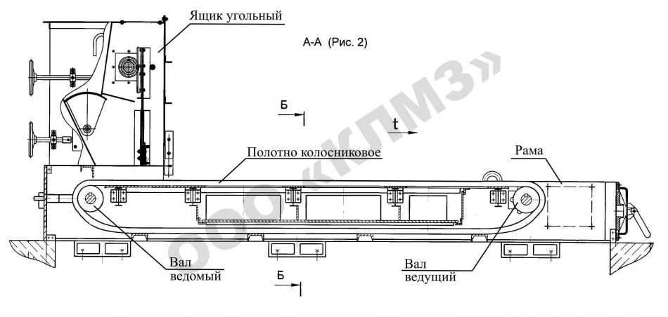 Чертеж топки механической ТЛП(Щ) Вид сбоку
