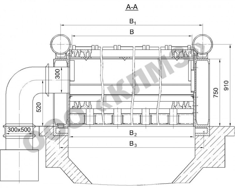 Чертеж топки ТЛЗМ-2 Поперечный разрез (2)