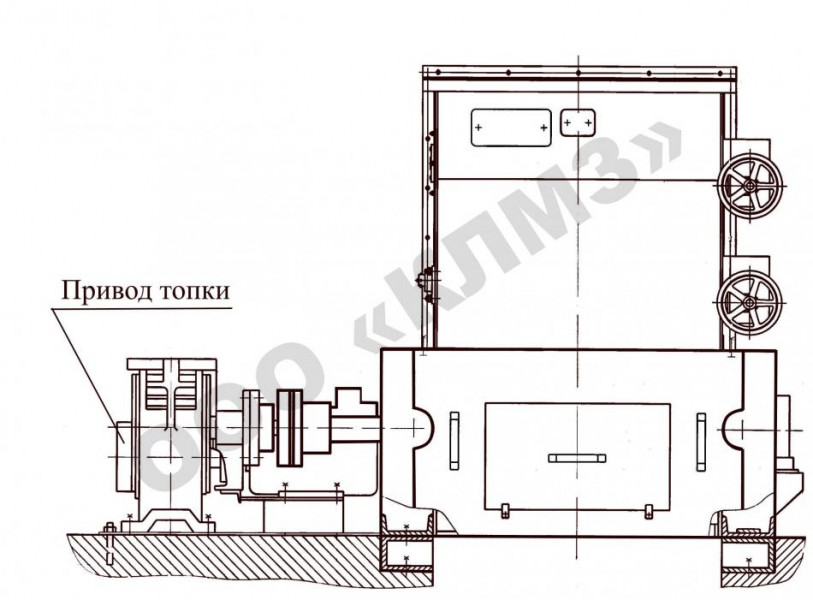Чертеж топки механической  ТЛП(Щ), ТЛПМ(Щ) Привод